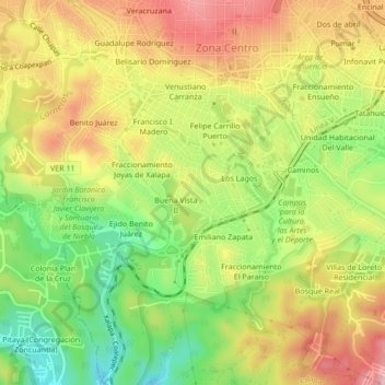 Mapa topográfico Buena Vista I, altitud, relieve