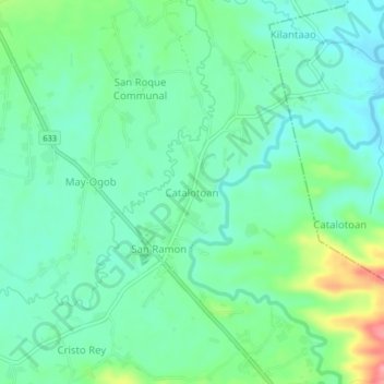 Mapa topográfico Catalotoan, altitud, relieve