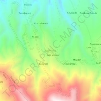 Mapa topográfico Raymina, altitud, relieve