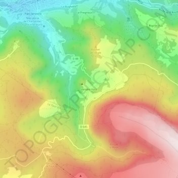 Mapa topográfico Vendex Haut, altitud, relieve
