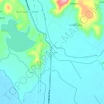 Mapa topográfico Progreso, altitud, relieve