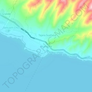 Mapa topográfico Huatajata, altitud, relieve