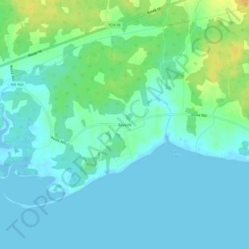 Mapa topográfico Bayside, altitud, relieve