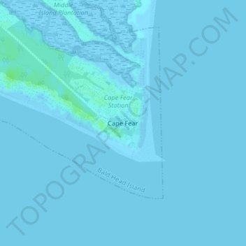Mapa topográfico Cape Fear, altitud, relieve