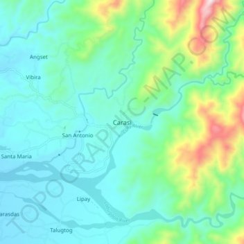 Mapa topográfico Carasi, altitud, relieve