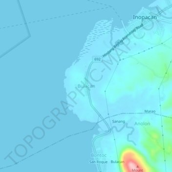 Mapa topográfico Bulacan, altitud, relieve