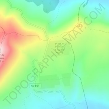 Mapa topográfico Los Navazos, altitud, relieve