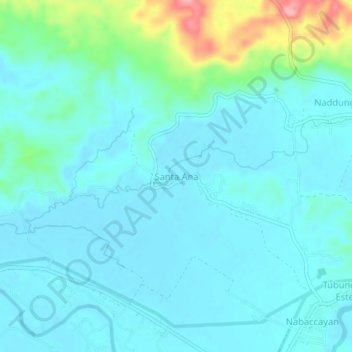 Mapa topográfico Santa Ana, altitud, relieve