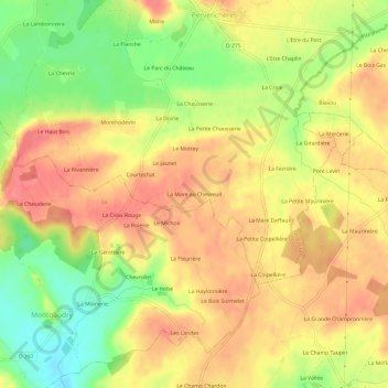 Mapa topográfico La Mare au Chevreuil, altitud, relieve