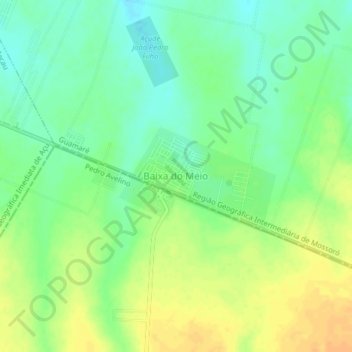 Mapa topográfico Baixa do Meio, altitud, relieve