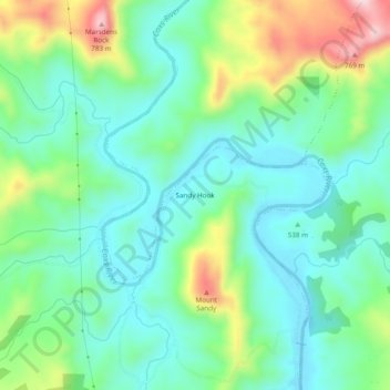 Mapa topográfico Sandy Hook, altitud, relieve