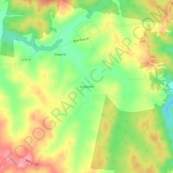 Mapa topográfico Curipidén, altitud, relieve