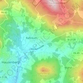 Mapa topográfico Kramersdorf, altitud, relieve
