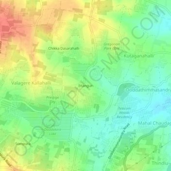 Mapa topográfico Ittangur, altitud, relieve