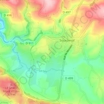 Mapa topográfico La Mare Pinet, altitud, relieve