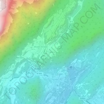 Mapa topográfico Vallene, altitud, relieve