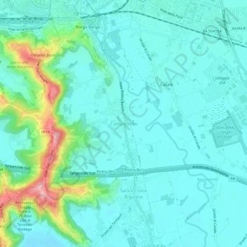 Mapa topográfico Campedello, altitud, relieve