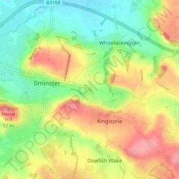 Mapa topográfico Knott Oak, altitud, relieve