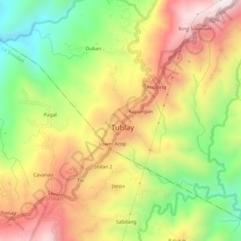 Mapa topográfico Acop, altitud, relieve