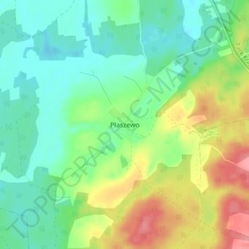 Mapa topográfico Płaszewo, altitud, relieve
