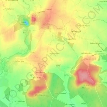 Mapa topográfico La Maisonneuve, altitud, relieve