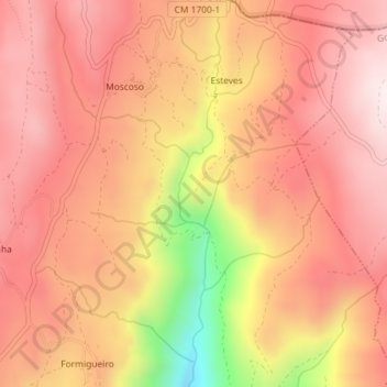 Mapa topográfico Nariz do Mundo, altitud, relieve