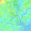Mapa topográfico North Charleston, altitud, relieve