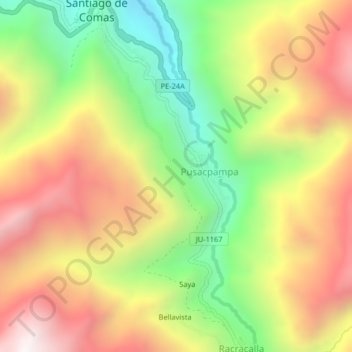 Mapa topográfico Chachan, altitud, relieve