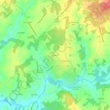Mapa topográfico La Lande, altitud, relieve