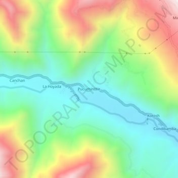Mapa topográfico Pucuchinche, altitud, relieve