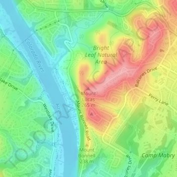 Mapa topográfico Mount Lucas, altitud, relieve