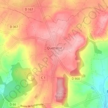 Mapa topográfico La Pasquerie, altitud, relieve