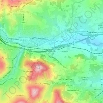 Mapa topográfico La Savoie, altitud, relieve