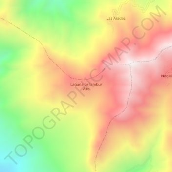 Mapa topográfico Laguna de Jambur Alto, altitud, relieve