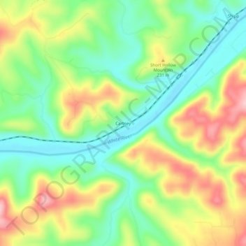 Mapa topográfico Cartney, altitud, relieve