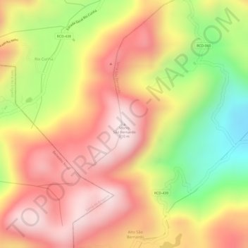 Mapa topográfico Morro São Bernardo, altitud, relieve