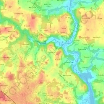 Mapa topográfico Kermerien, altitud, relieve