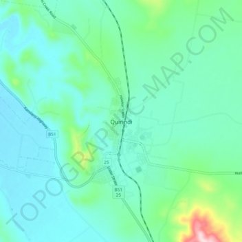 Mapa topográfico Quirindi, altitud, relieve