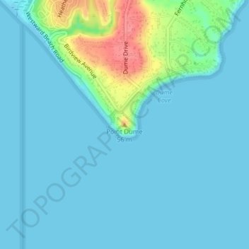 Mapa topográfico Point Dume, altitud, relieve