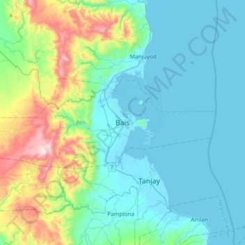 Mapa topográfico Bais, altitud, relieve