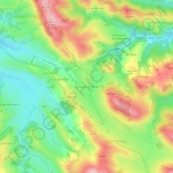 Mapa topográfico Le Plateau d'Hymes, altitud, relieve