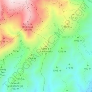 Mapa topográfico Cerro de la Mojonera, altitud, relieve