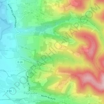 Mapa topográfico Le Hourc, altitud, relieve