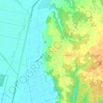Mapa topográfico Orentano, altitud, relieve