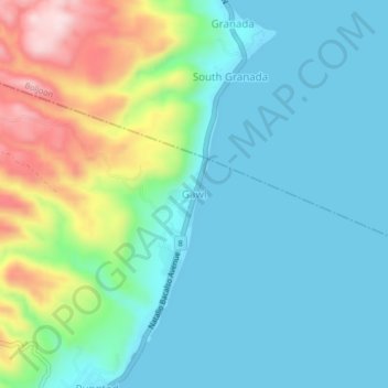 Mapa topográfico Gawi, altitud, relieve