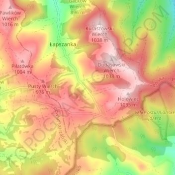 Mapa topográfico Ciptowski, altitud, relieve