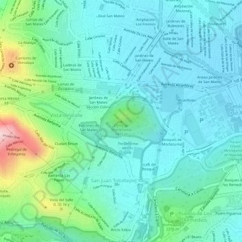 Mapa topográfico Cerro de Moctezuma, altitud, relieve