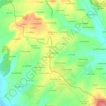 Mapa topográfico La Petite Roche, altitud, relieve