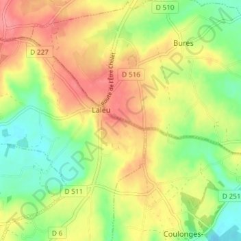 Mapa topográfico Saint-Ellier, altitud, relieve