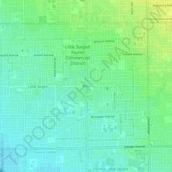 Mapa topográfico Bolsa, altitud, relieve